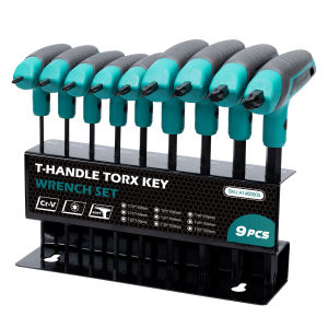9PCS T-Handle Torx Wrench Set T10-T50 Two-Tip Design Torx Star Wrench DIY & Auto Bike Repair Tool with Storage Rack