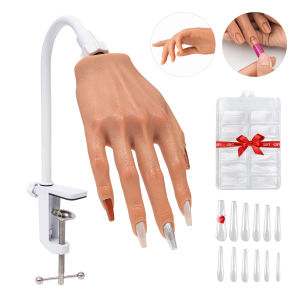 ชุดฝึกหัดทำเล็บสำหรับผู้เริ่มต้น - มือซิลิโคนสำหรับฝึกทำเล็บที่เหมือนจริงพร้อมนิ้วที่ยืดหยุ่นได้สำหรับอะคริลิกและเจลขัดเงา