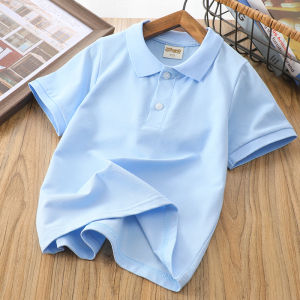 เสื้อยืดคอโปโลผ้าไหมลินินสำหรับเด็ก แขนสั้น ทรงหลวม ระบายอากาศได้ดี ทรงปกติ ฤดูร้อน สำหรับเด็กชาย