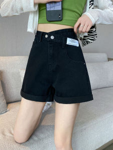 High Waist Black Denim Shorts Women Summer Thin Style New Slim Small Size Cuffed A-Line Wide Leg Hot Pants Cotton Blend Cool Sensation