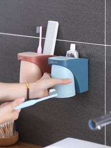 BEULIFE Toothbrush Storage Wall Rack Holder Toothpaste Dispenser Toothbrush Gargle Cup Bekas Letak Berus Gigi Ubat Gigi