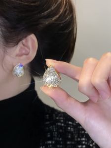 Elegant Diamond-studded Waterdrop Circle Earrings for Women New 2023 Trendy Korean Style Alloy Silver Gold Plated Fashion Jewelry