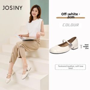 Josiny | French Versatile Retro Single Buckle Thick Heel Female Shoes