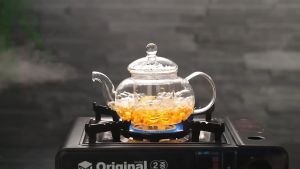 Glass Teapot 1000mL(34oz) Heatproof Borosilicate Glass Teapot with Removable Loose Tea Glass Infuser 2-in-1 Tea Maker