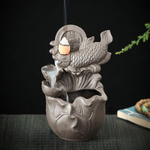 Yuxuan Purplue Sand Tea Pet Backflow Incense Burner Koi Ornaments Fish Play Lotus Pond Handmade Cute Bring In Wealth and Treasure Pieces Tea Table Tea Set