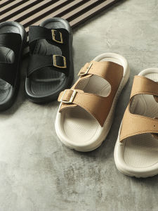 Designer Line Anti-Slip Soft Bottom Mens Slip-On Summer Sandals Casual Flat Heel Daily Wear Synthetic Leather Outerwear