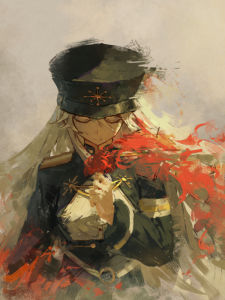 Bandai | Oil Painting Military Uniform Blonde Hair Anime Figure By Numbers Modern Wall Decor for Living Room Bedroom Gift No Frame