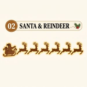 XMSJ | Đồ Trang Trí Giáng Sinh Treo Tường Đèn LED Hình Ông Già Noel Xe Trượt Tuyết Tuần Lộc Cây Thông Cắt Rỗng Bằng Gỗ Trang Trí Cửa Tiệc Lễ Hội Trang Trí Nhà Cửa