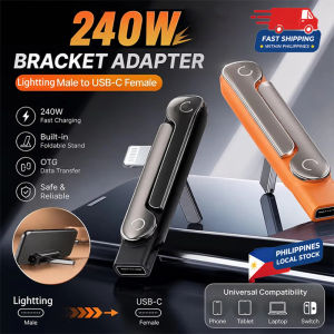 PH (Philippines Stock) 240W Fast Charging OTG Adapter With Stand Holder Type-C Male To Type-C Female Adapter L-shape Mobile Phone Bracket For Laptop Tablet Type C Quick Charge Adapter Elbow Stand