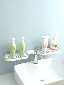 Adjustable Corner Bathroom Shelf – No-Drill Draining Wall-Mounted Storage Rack