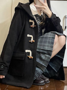 Original Jk Uniform College Style Hooded Coat with Button Detail in Woolen Material for Women by Ice Cream & Whale