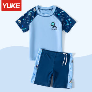 Childrens Swimming Suit Boys Two-Piece Summer Swimwear Sun Protection Swimming Trunks Set Kids Aquatic Fitness Gear