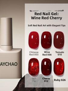 MAYCHAO | Bộ Sơn Móng Tay Hình Mắt Mèo Màu Burgundy Chuyên Nghiệp Cho Tiệm Nail Có Bột Kính Lấp Lánh