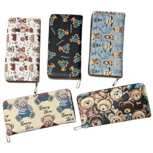 Ready Stock Cute Teddy Bear Purse Lady Wallet PU Leather Dompet Zip Duit Beg Kartun Beruang