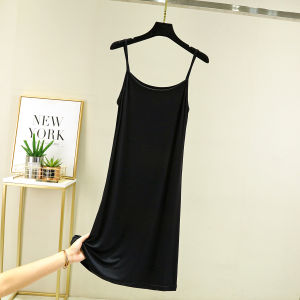 Modal Camisole Dress for Women Summer Thin Inner Match Sleeveless Dress Plus Size Casual Pure Color Base Dress