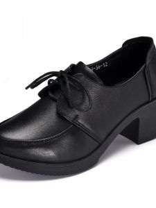 รองเท้าผู้หญิงหนังแท้ รองเท้าส้นกลางแฟชั่นแบบสวมหัวแหลม ส้นหนา สไตล์อังกฤษ รองเท้าทำงานสำหรับผู้หญิง รองเท้าส้นสูง ฤดูใบไม้ผลิและฤดูร้อน