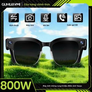 GUHUAVMI | Kính Thông Minh AI 800W Camera 4K HD Kính Râm Dành Cho Nam Và Nữ Với Tính Năng Nghe Nhạc Trò Chuyện Dịch Thuật Chống Tia UV Chống Ánh Sáng Xanh