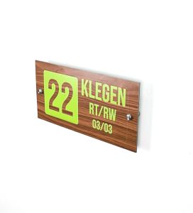 Nomor Rumah Wooden ACP Huruf UV PRINT Warna 15 x 30cm Hiasan Dinding