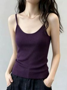 Purple Ice Silk Knit Large Size Slimming Camisole Summer