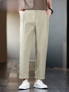 HENGYUANXIANG | Hengyuanxiang Ice Silk Mens Casual Pants Summer New Style Comfortable Breathable Lightweight Loose Design Sense Straight Nine Points Pants