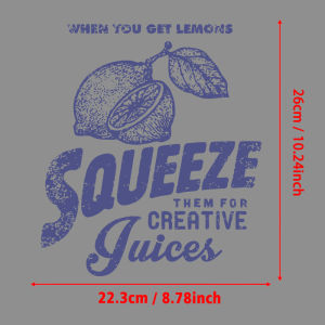 Lemon Squeeze Retro Art Print Heat Transfer Patches For Clothes Iron-On T-Shirts DIY Fashion Heat Transfer Thermal Sticker