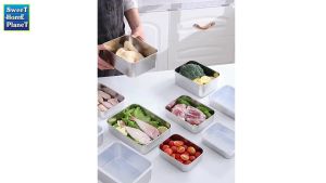SUS304 Stainless Steel Food Storage Box With plastic Lid  Food Tray Lunch Box Serving Tray
