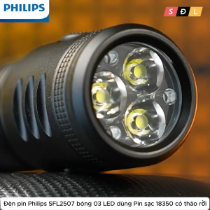 Đèn pin Philips SFL2507 mẫu 2025 bóng 03 LED dùng pin sạc 18350 có thể tháo rời