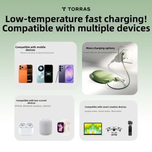 TORRAS | Portable Large Capacity Mobile Power Bank with Retractable Charging Cable Fast Charge 3C Airplane Approved