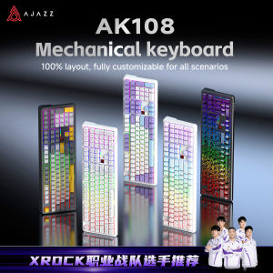 AJAZZ | AJAZZ AK108 Three-mode Wired/Bluetooth/2.4G Wireless Gaming Mechanical Keyboard 108 Keys Hot-swappable Full-size Keyboard