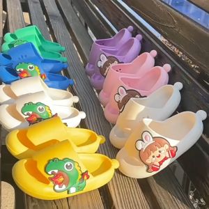 Kids Cute Cartoon Slippers Boys Girls Soft Bottom Slipper Anti-slip Shoes Beach Children Home Indoor Sandals Lightweight