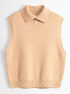 Áo Len Dệt Kim Không Tay Thời Trang Thường Ngày Áo Khoác Ngoài Mùa Thu Áo Len Dệt Kim Cạp Cao Ôm Vừa Vặn Đa Năng Cho Nữ