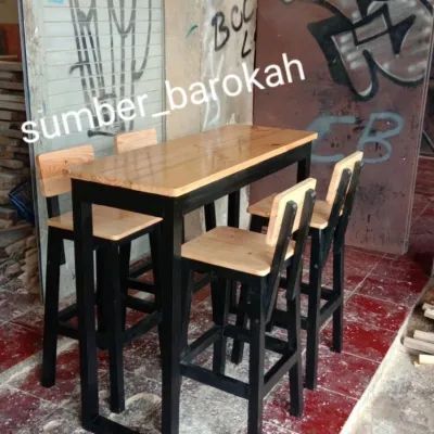 (008). set meja makan meja cafe meja kayu jati belanda