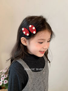 Sweet Knitted Wool Flower Hair Clips for Girls Baby Fashionable Autumn Winter New Style Hair Accessories Red Knitted Flower Hair Barrettes