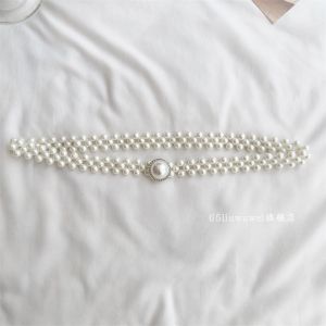Elastic Pearl Waist Belt Womens Korean Style Decorative High-End Sensation Waist Chain Shirt Dress Combination Elastic Belt