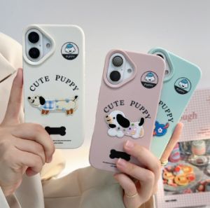 Cute 3D Puppy Phone Case for IPhone 16 11 15 14 13 12 Pro Max 7Plus 8 Plus XR XS X Lens Shockproof Protection Cover