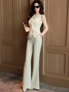 MUBEELE | Fashionable Casual Womens Suit Set Sleeveless Vest Trousers Autumn New Arrival Two-Piece Ensemble Polyester Spandex Blend