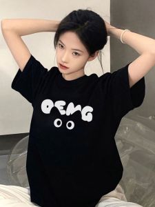 American Style Womens Short Sleeve T-Shirt Pure Cotton Heavyweight Summer Trendy Design Half Sleeve Top New 2025