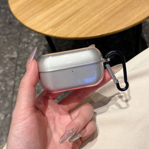 เคส TPU นิ่มใสหูฟังไร้สายสำหรับ Panasonic Technics EAH-AZ100หูฟังอุปกรณ์ฝาครอบป้องกันโปร่งใสสีชมพูไล่ระดับสีสำหรับ AZ100ด้านเทคนิคพร้อมคาราบิเนอร์