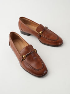 British Style Flat Heel Womens Loafers Soft Genuine Leather Brown Shoes Easy to Wear Casual Fashion Single Shoes for Spring