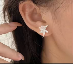 Viviann original s925 sterling silver camellia flower earrings for womens light luxury stud earrings for women 925 silver style womens fashion brand jewelry gift