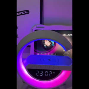 3IN1Table wireless Speaker Color Changing LED Bluetooth Speaker Lamp Wireless Charger For Smart Home Decor With FM Radio & Alarm Clock