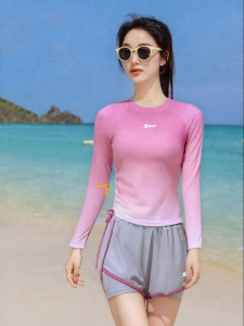XTEP | Slimming And Stomach Covering Separate Long Sleeve Swimwear Gradient Color