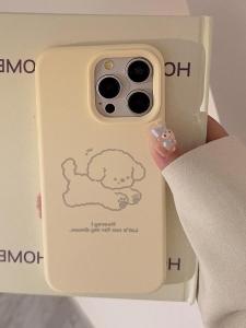Minimalist Lines Cute Kitten Puppy for Apple 16 Phone Case New Arrival Iphone16 Protective Case 15promax New Arrival 14 Soft Case Drop-Resistant 13 Silicone Plus Series 12 Fancy Female