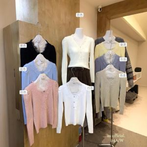 Korean Style Lace Splice V-Neck Knitted Sweater Slimming Base Layer Top for Women New Arrival Autumn Fashion Design