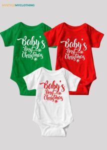 Baby Christmas Onesies with Customized Santa Hat - Baby First Christmas