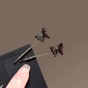 2Pcs/set Super Fairy Rhinestone Butterfly Hairpins Cute and Sweet Womens Bangs Side Clip Korean Style Hair Clip Headdress
