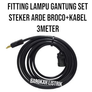 Fitting Gantung 1Set +Kabel Serabut 3Meter 2X1.5 Fitting gantung fitting Gantung+Steker Gepeng Broco