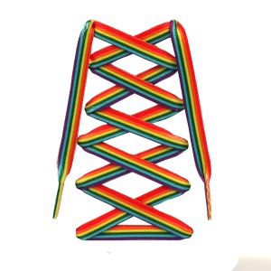 Rainbow color-changing personalized colorful vertical stripes trend shoe laces printed with matching athletic laces