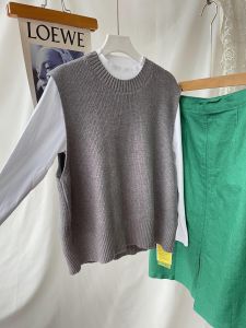 Gege Export Loose Thick Knitted Cotton Sweater Waistcoat Female Students Large Sleeve Hole Gray Winter Bandage Dress Standing Collar plus Size Tops