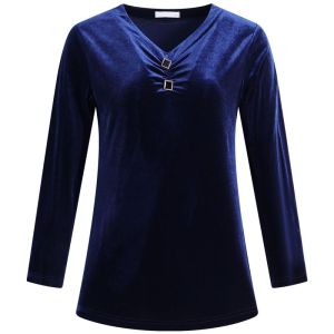 Oversize Womens Blouse Long Sleeve Wanita Baju Tops Shirts V Neck Loose Regular Long Blouses Autumn Thin Top Clothing Big Plus Size #1275